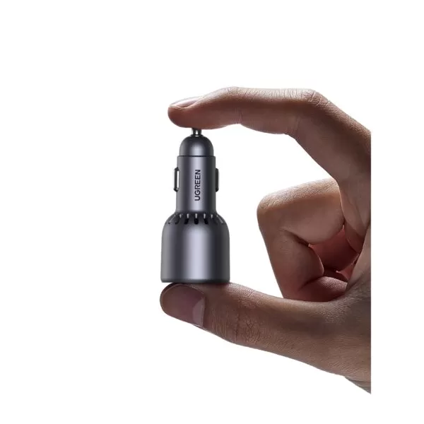UGREEN 75W Cigarette Charger - 3 Port Fast Charge - Space Grey - Image 6