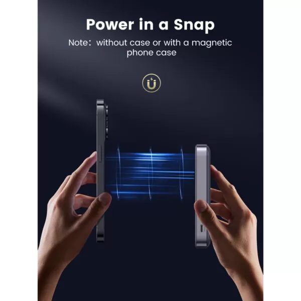 UGREEN Wireless Power Bank 10000mAh With Kickstand - 20W Magnetic - Grey - Image 11