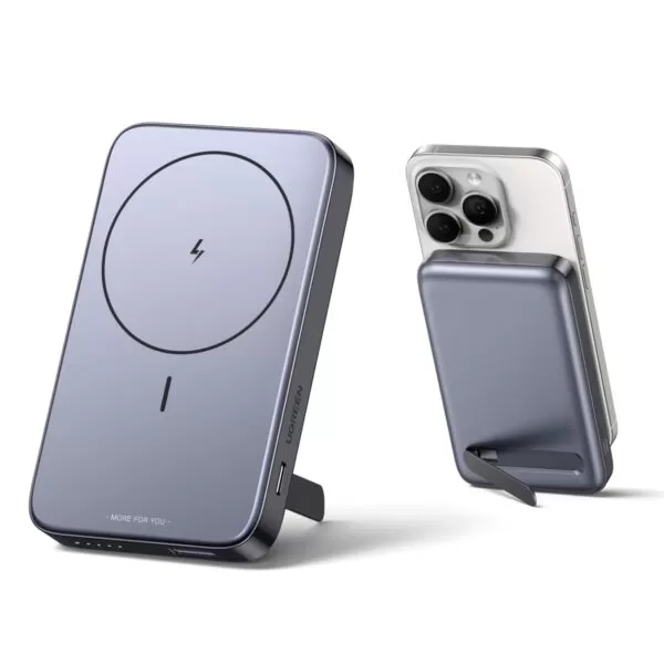 UGREEN Wireless Power Bank 10000mAh With Kickstand - 20W Magnetic - Grey - Image 4