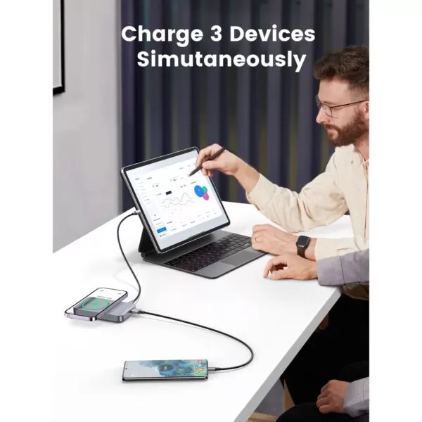 UGREEN Wireless Power Bank 10000mAh With Kickstand - 20W Magnetic - Grey - Image 7