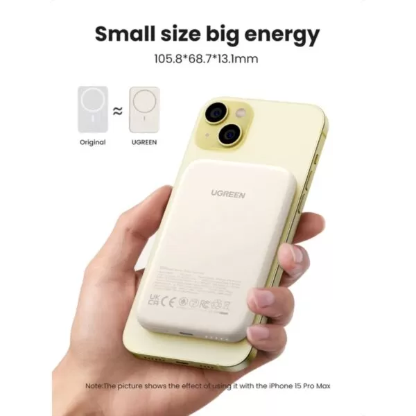 UGREEN Wireless Power Bank 5000mAh - 15W Magnetic - White - Image 3