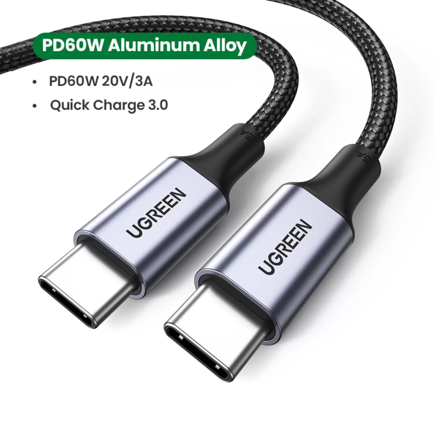 UGREEN 60W Type C To Type C Cable - 1m Black - Image 7