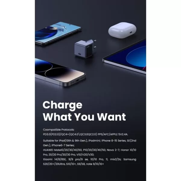 UGREEN Nexode 30W Wall Charger - 1 Port GaN Charger - Grey & Black - Image 11