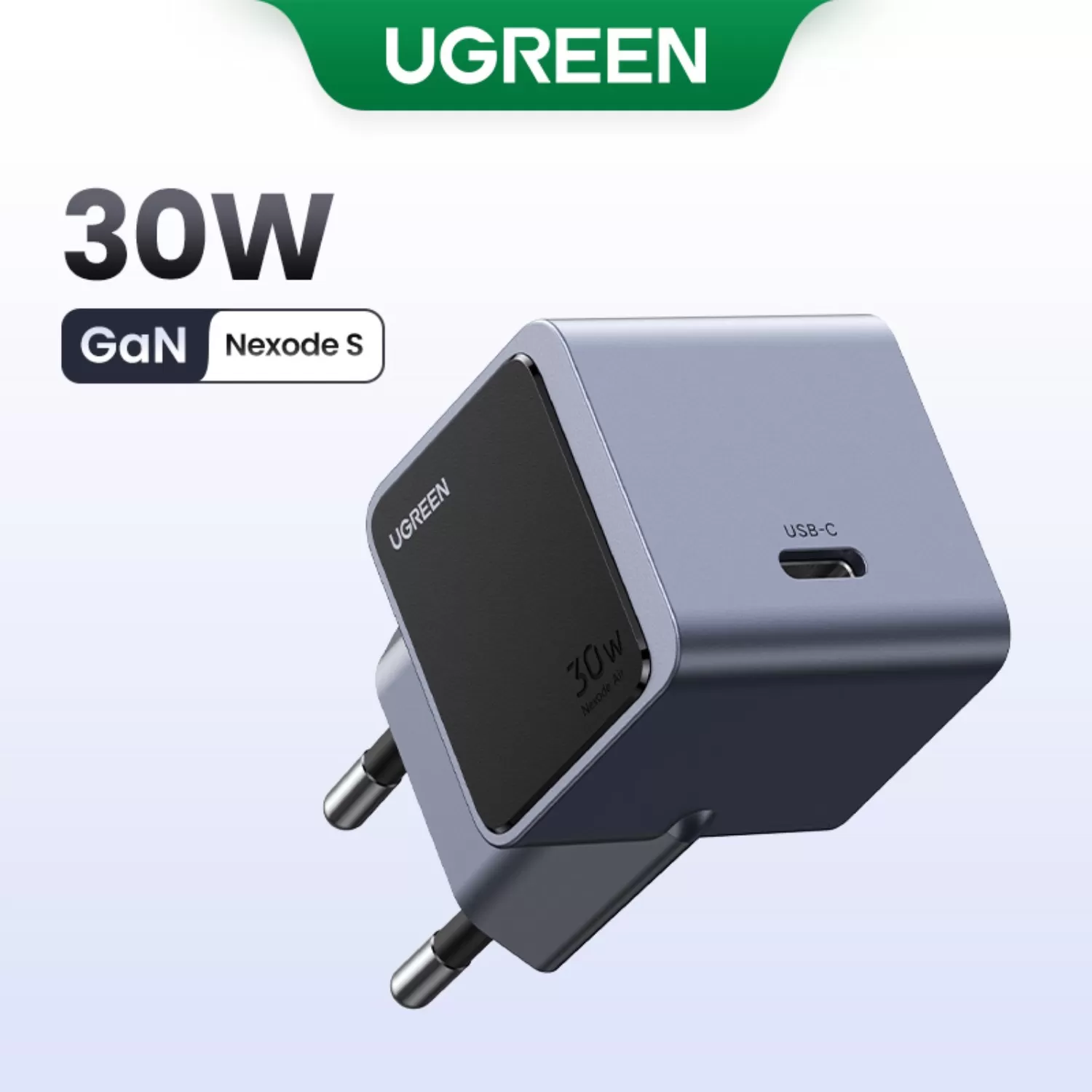 30W UGREEN PD GaN Wall Charger – Nexode 1-Port Grey/Black - Image 3