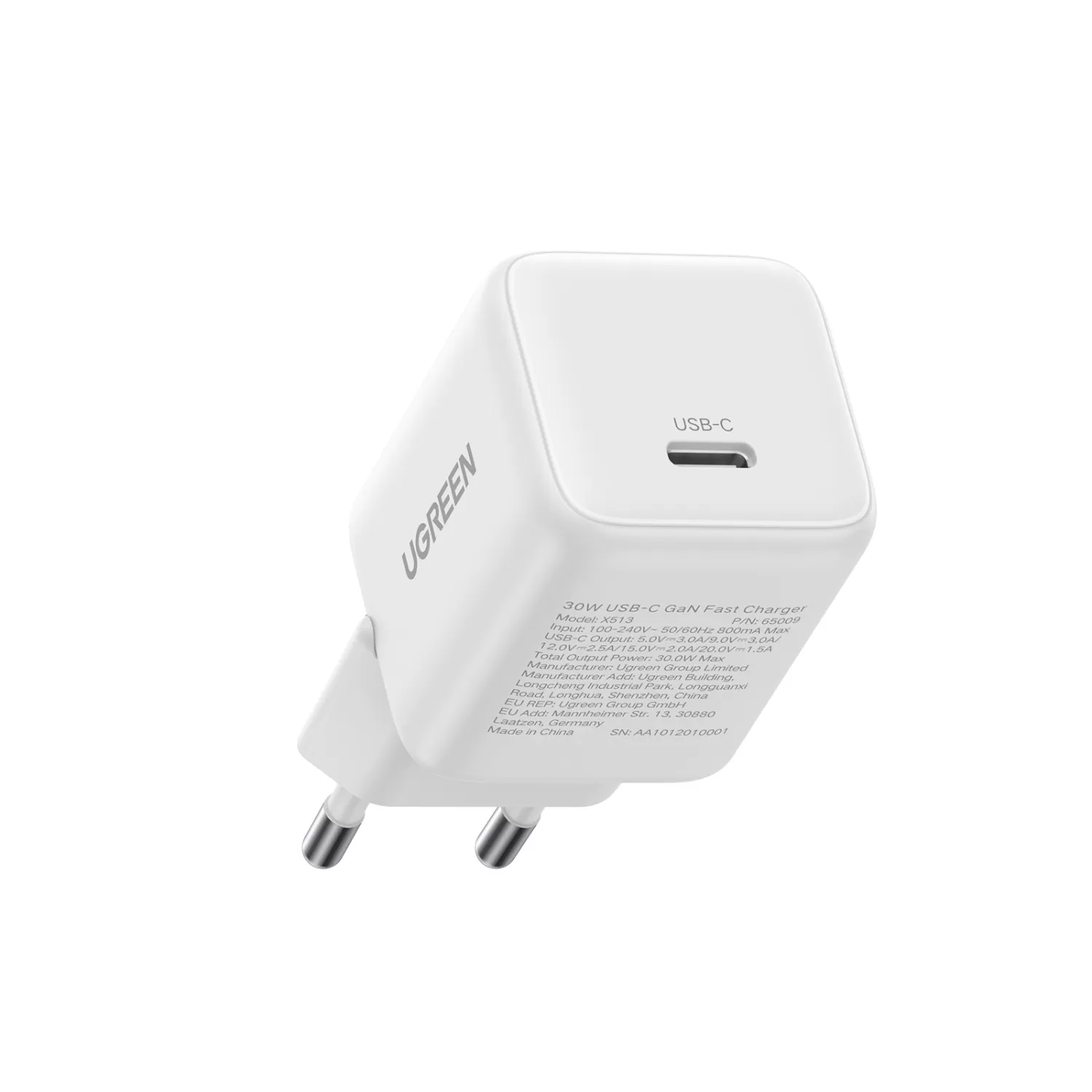 30W UGREEN PD Wall Charger – 1-Port White - Image 3