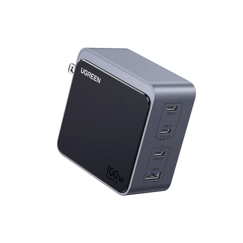 UGREEN Nexode 100W Wall Charger - 4 Port Fast Charger - Grey & Black