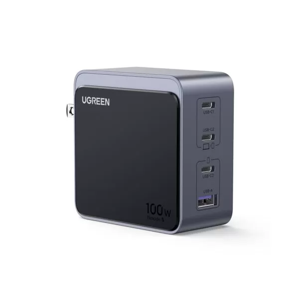 UGREEN Nexode 100W Wall Charger - 4 Port Fast Charger - Grey & Black - Image 2