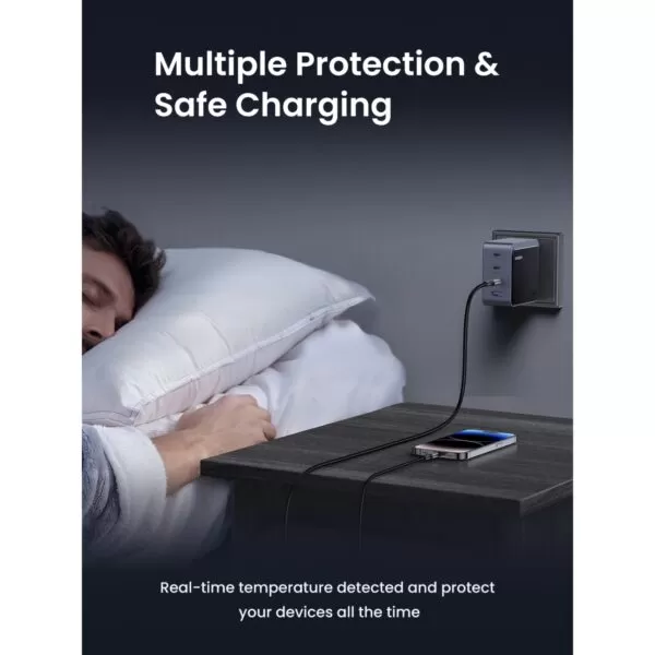 UGREEN Nexode 100W Wall Charger - 4 Port Fast Charger - Grey & Black - Image 3