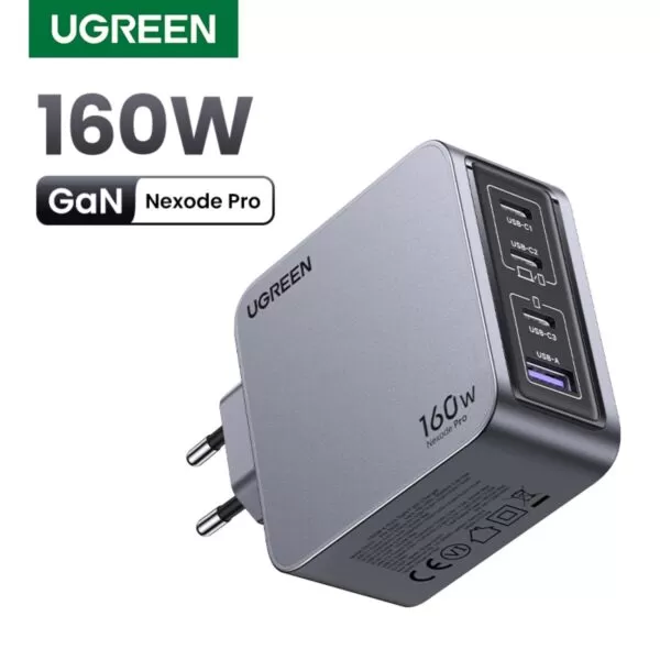 UGREEN Nexode 160W Wall Charger - 4 Port Fast Charger - Grey - Image 6
