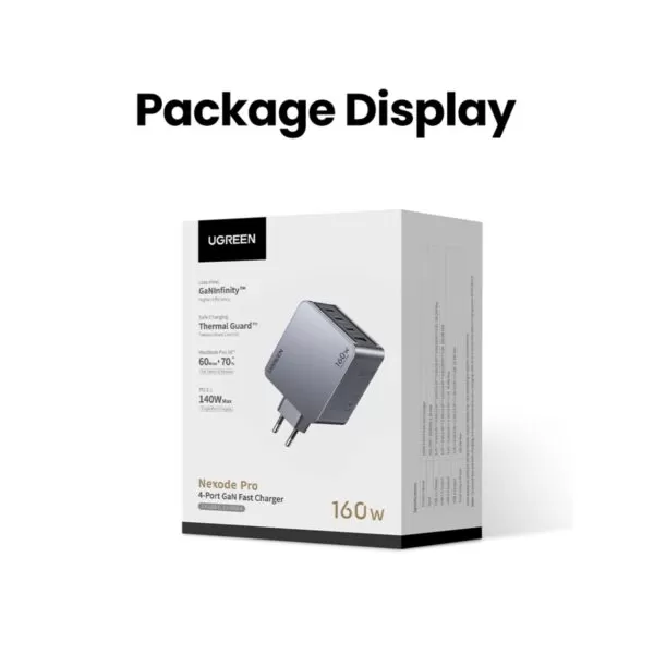 UGREEN Nexode 160W Wall Charger - 4 Port Fast Charger - Grey - Image 11