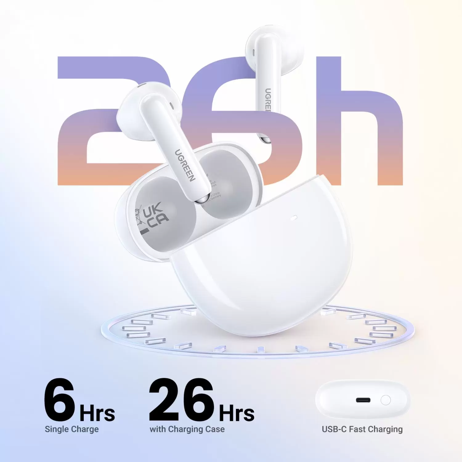 UGREEN HiTune H5 True Wireless ANC Earbuds – White - Image 5