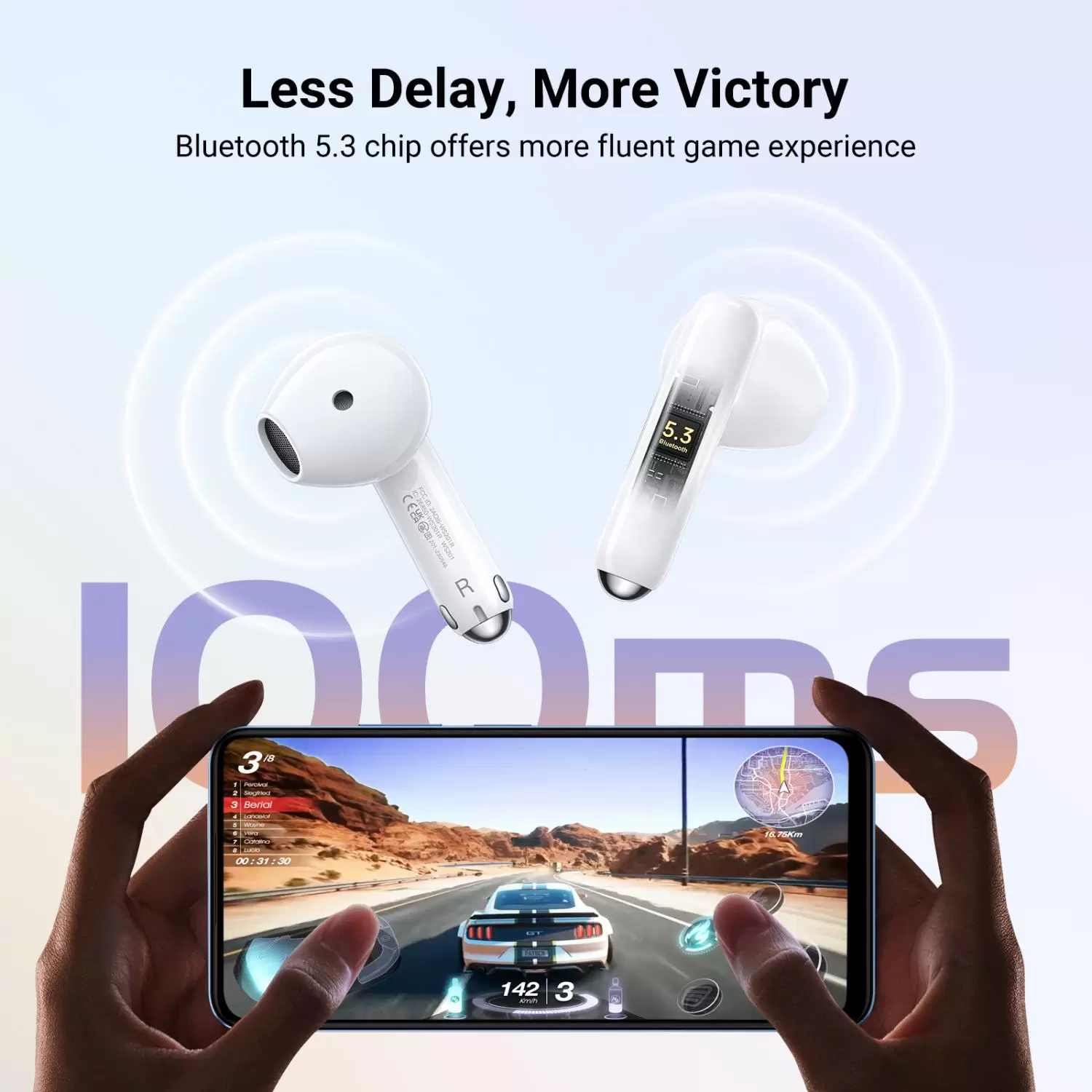 UGREEN HiTune H5 True Wireless ANC Earbuds – White - Image 4