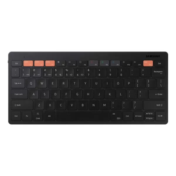 Enjoy wide compatibility and easy pairing, as a click is all you need to switch between smartphones, tablets, and other devices paired with the Samsung Smart bluetooth Keyboard - Trio 500.