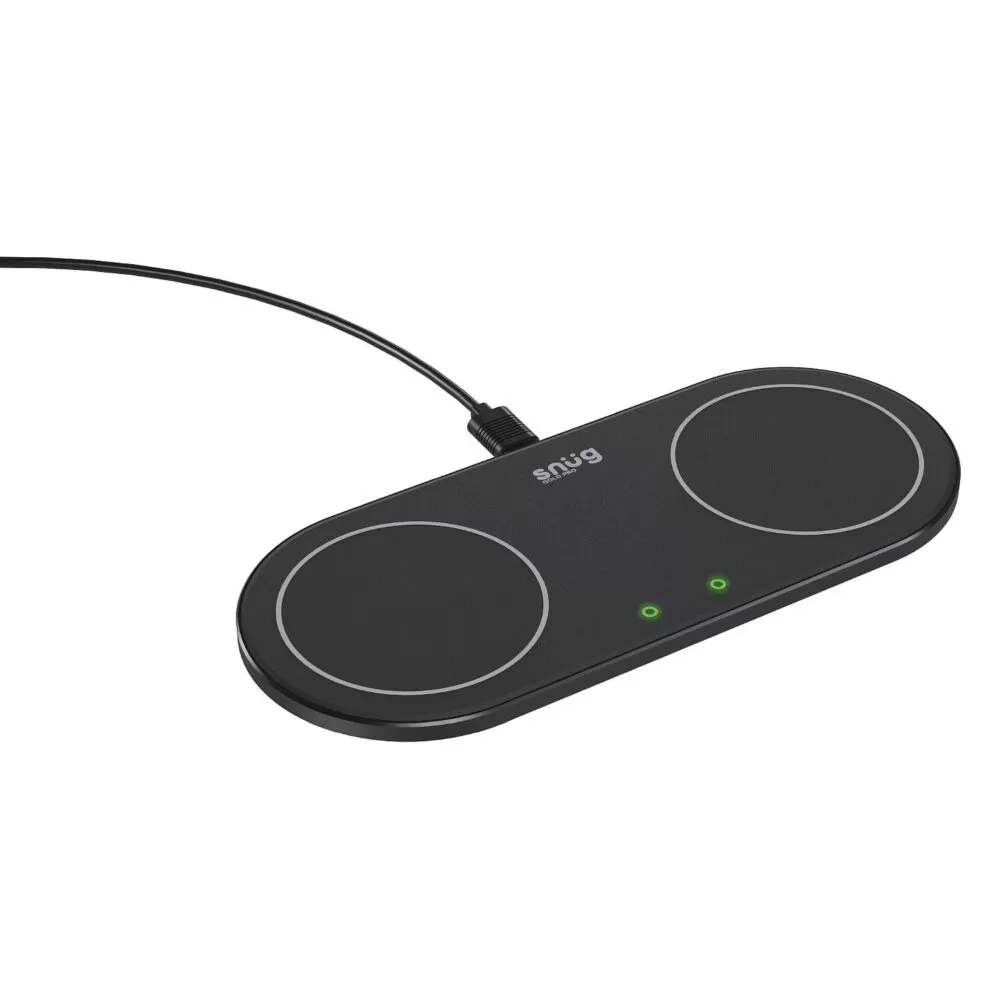 Snug 15W Fast Wireless Charger Black Universal Dual Charging Pad