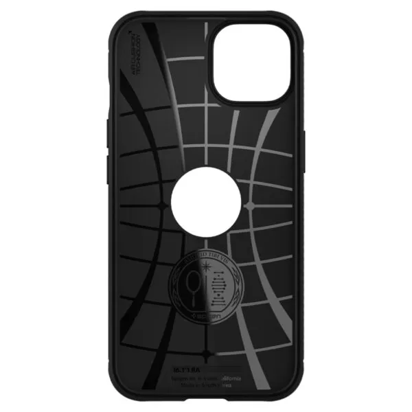 Black Spigen Rugged Armor Cell Phone Case for the Apple iPhone 13