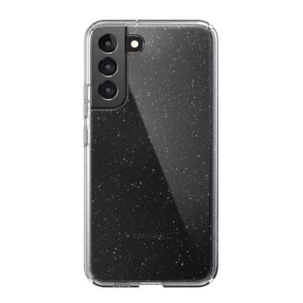 Perfect Clear Speck Presidio Glitter Cell Phone Case for the Samsung Galaxy S22+ 5G
